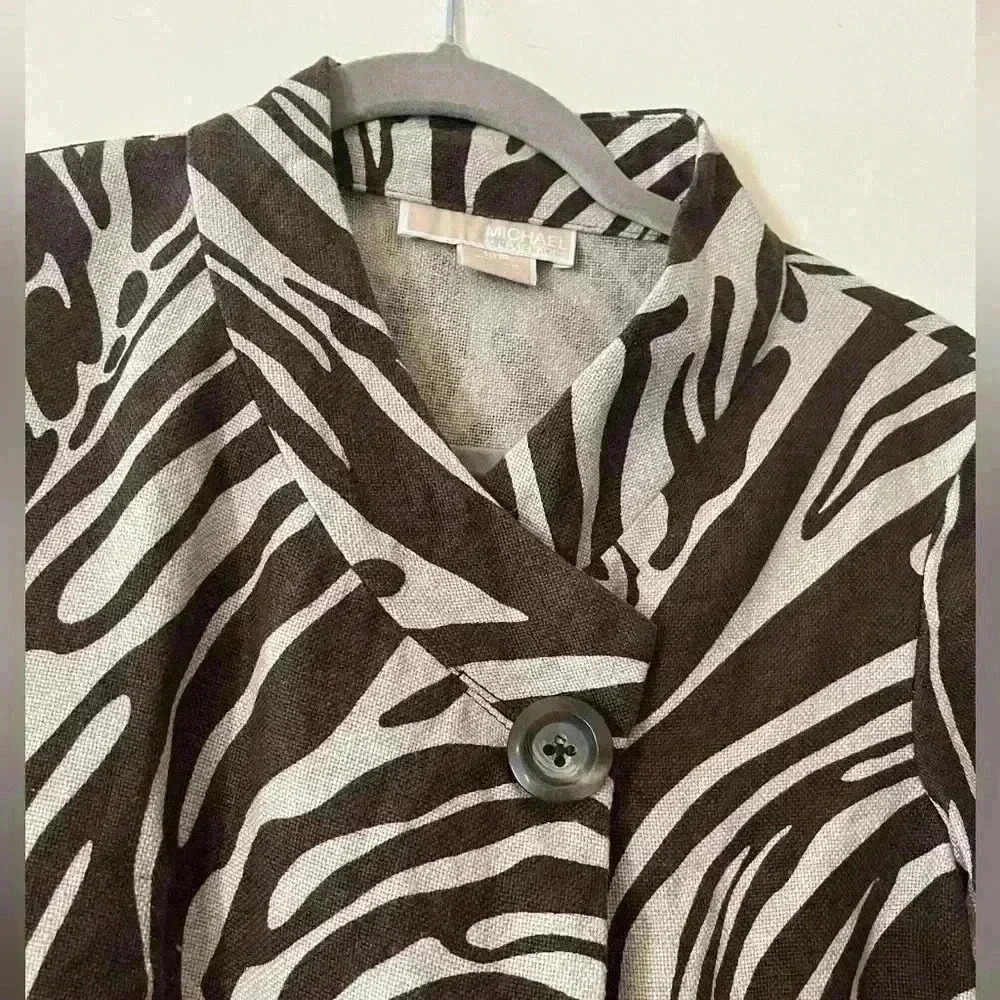 NWOT Michael Kors Brown & White Zebra Jacket Size 12P - Picture 4 of 11